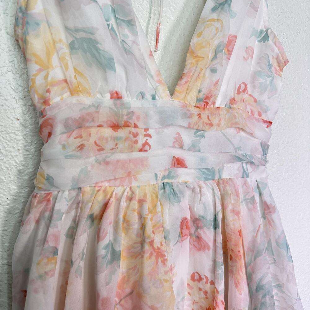 Abercrombie & Fitch Dress Womens Small Flirty Drama Floral Pastel Chiffon Mini - Picture 6 of 13